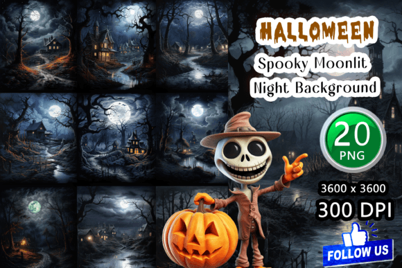Elevate Your Designs with Spooky Moonlit Night Backgrounds