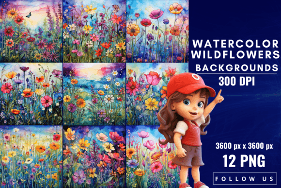 Elevate Your Digital Projects with Watercolor Wildflowers Backgrounds