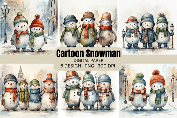 Enchanting Cartoon Christmas Snowman Backgrounds for Holiday Projects