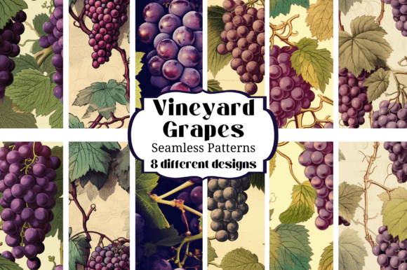 Grapes Vineyard Seamless Backgrounds for Creative Projects