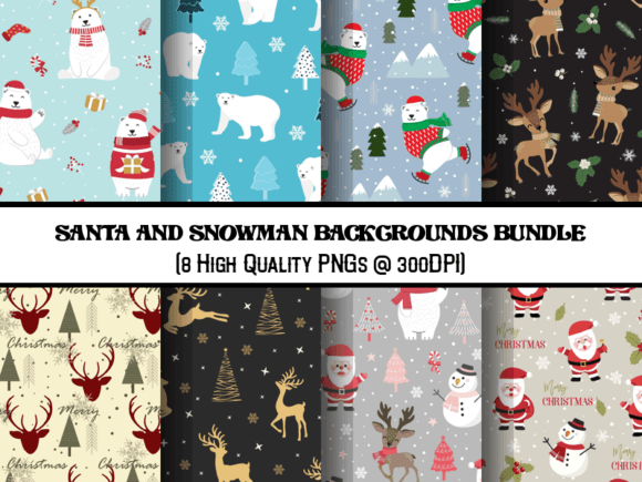 Santa Claus & Snowman Backgrounds Bundle: Festive Design Made Easy