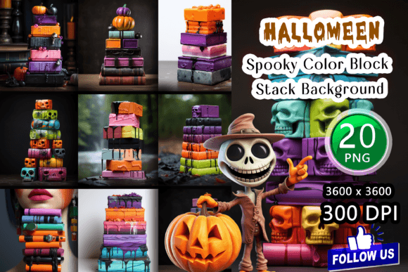 Spooky Color Block Stack Backgrounds: A Halloween Design Essential