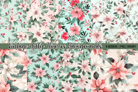 Vintage Holly Flowers Backgrounds|Digita: A Designer's Review